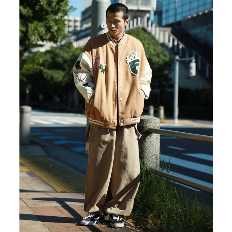 HOOK】ユニセックスアメカジワッペン刺繍スタジャンジャケット