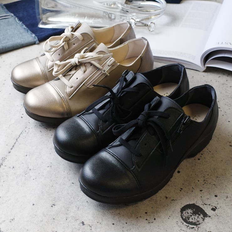 日本製 サイドファスナー スニーカー レディース[品番：BNZS1683877