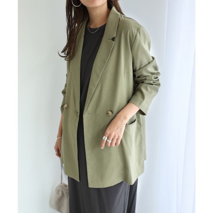 リネンブレンド ダブル ジャケット[品番：AZ000004095]｜andme