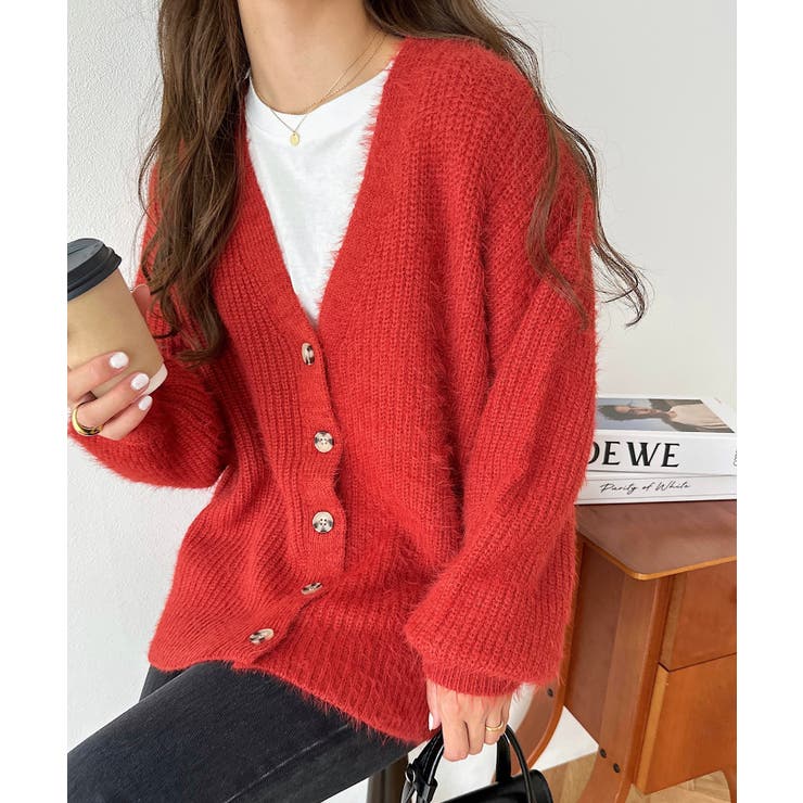 フェザーヤーン ニット カーディガン[品番：AZ000003903]｜andme