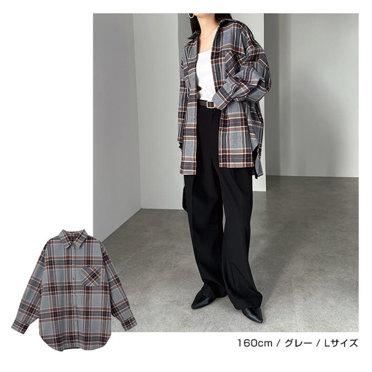 チェック柄 衿付き シャツ[品番：AZ000004229]｜andme（アンドミー）の