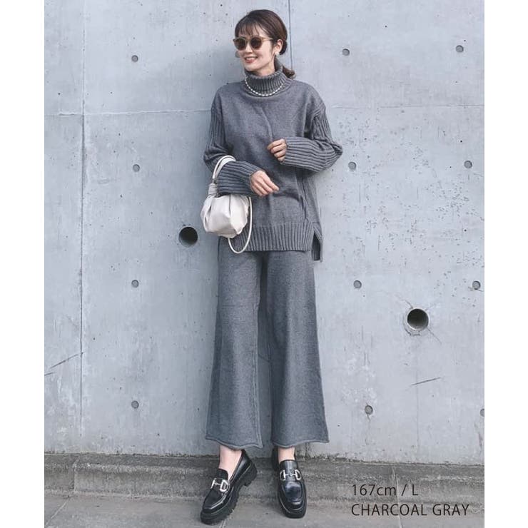 単品使いOKで着回し力抜群！タートルネックニットセットアップ[品番