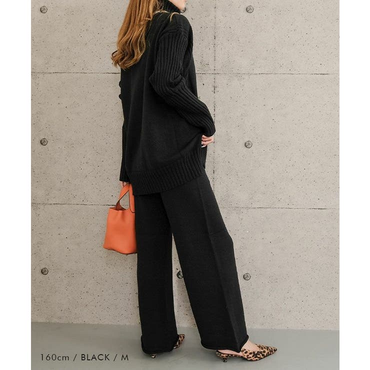 単品使いOKで着回し力抜群！タートルネックニットセットアップ[品番