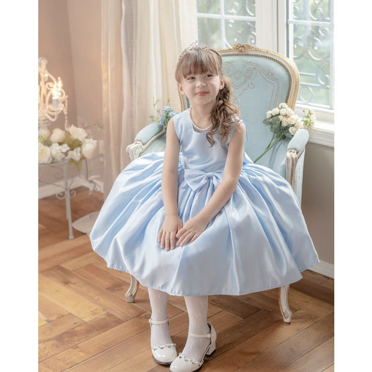 キッズドレス マットサテン タックギャザードレス[品番：CATK0003431
