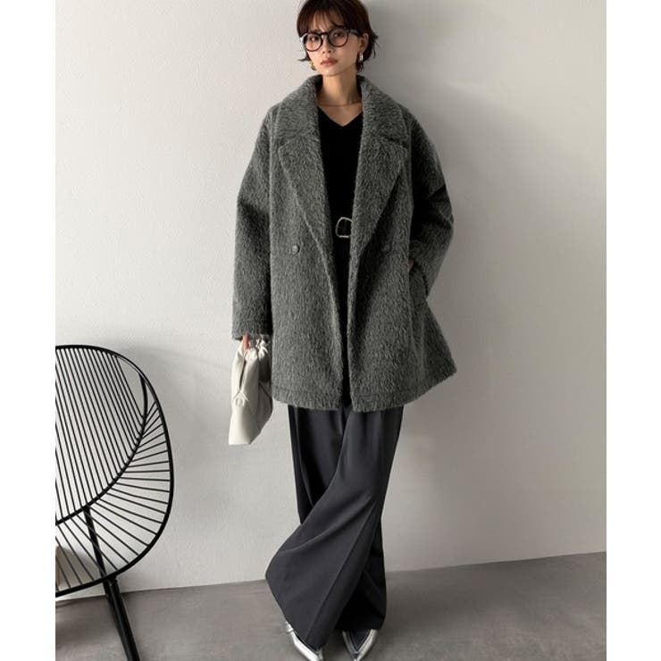 ふわり纏うだけで上品見え。2wayシャギーダブルビックカラージャケット