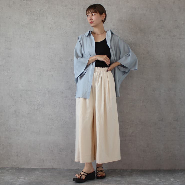 スカーチョ フレアーワイドパンツ ガウチョ ワイドパンツ ロング丈 秋