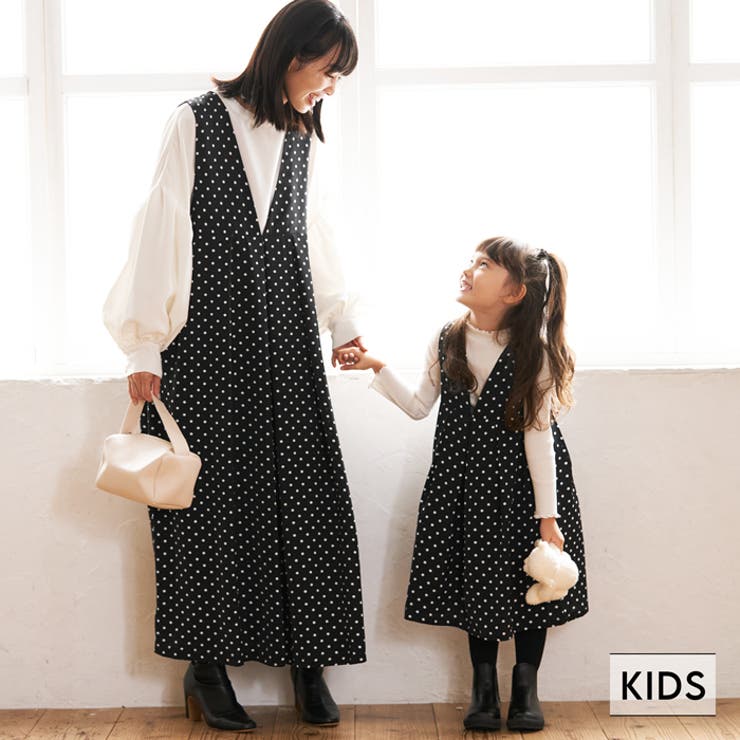 キッズ 親子お揃いシルエットフラワーワンピース[品番：PA000012167