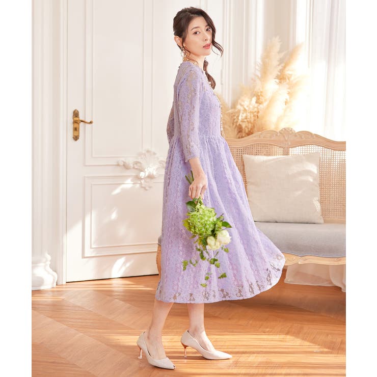 ワンピース ドレス レース 結婚式 披露宴 パーティー[品番