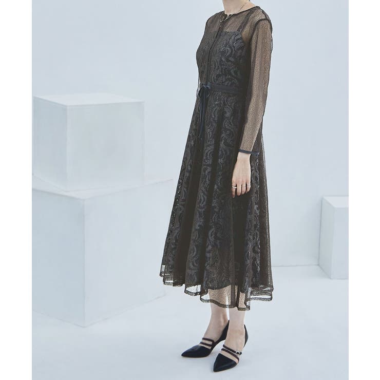 幾何学チュールジャガードワンピ ワンピース レディース[品番