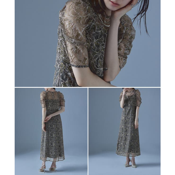 etoll エトル 刺繍レースレイヤードドレス[品番：FT000009321