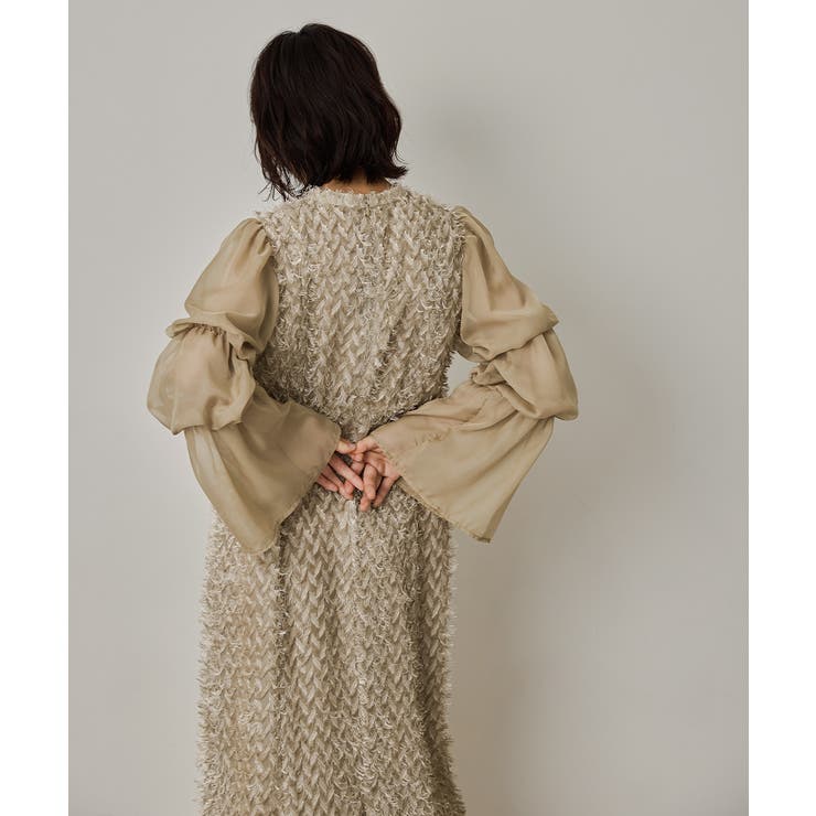 niana ニアナ デザインスリーブシャギードレス[品番：FT000009958