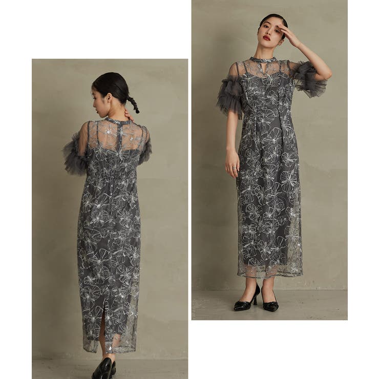 niana ニアナ スパンコール刺繍レースドレス[品番：FT000009881