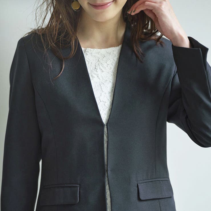 4点セット】〈ワイドパンツ〉ノーカラージャケットパンツスーツ