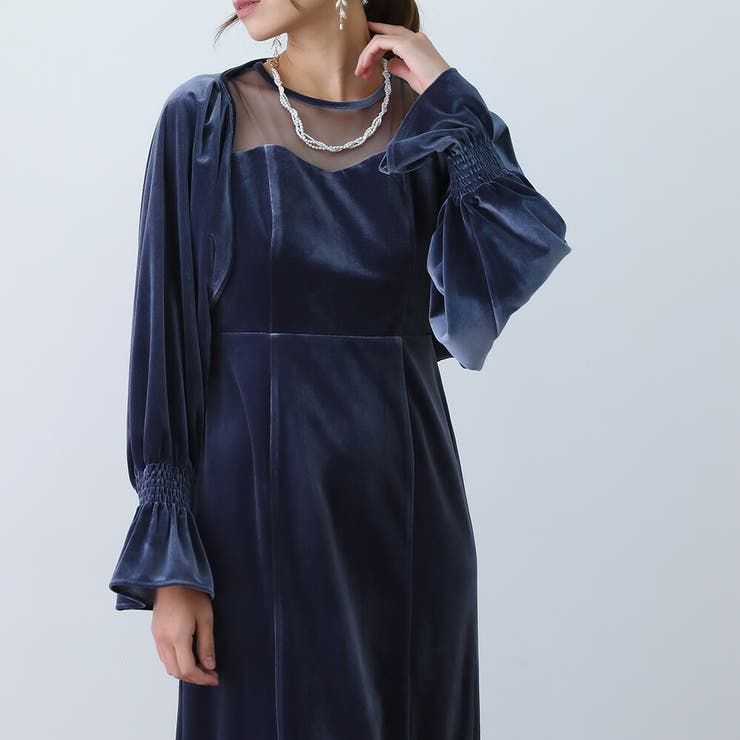 ベロアボレロ＆タイトドレスセットアップ ドレス 結婚式[品番