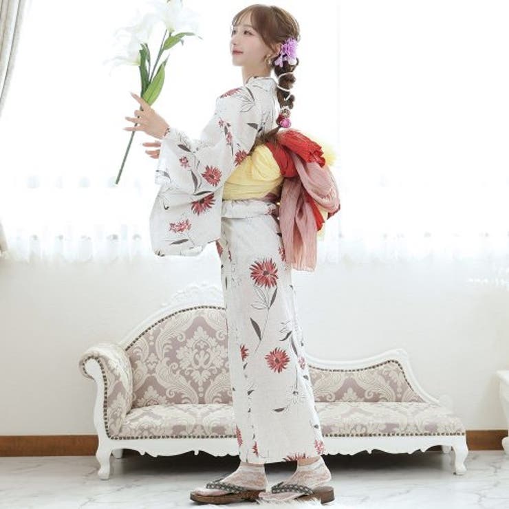 大和なでしこの純粋を纏う上品な撫子柄浴衣3点セット(YUKATA)[品番