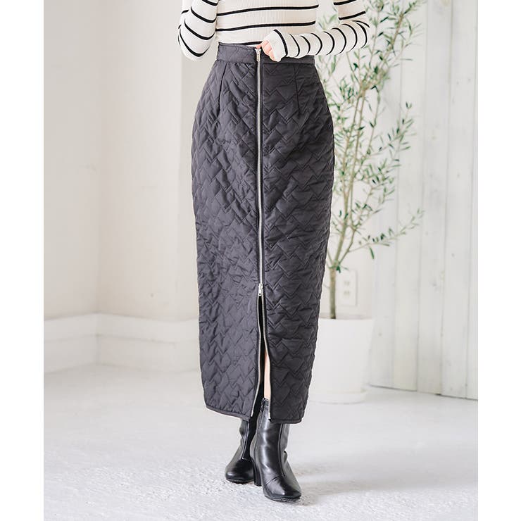 キルティングZIPナロースカート フロント ジップ[品番：GW000004635