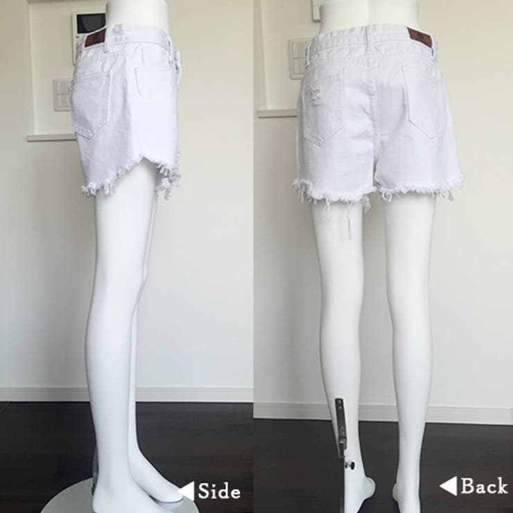 デニムショートパンツ ダメージ加工 ショートパンツ[品番：HERW0001861