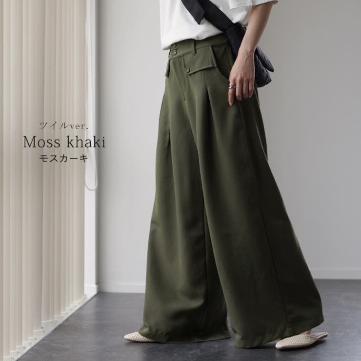 ワイドパンツ レディース タックパンツ パンツ ツイード オフィス