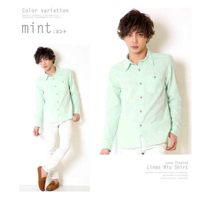 リネンシャツ メンズ麻混長袖シャツ メンズファッション[品番