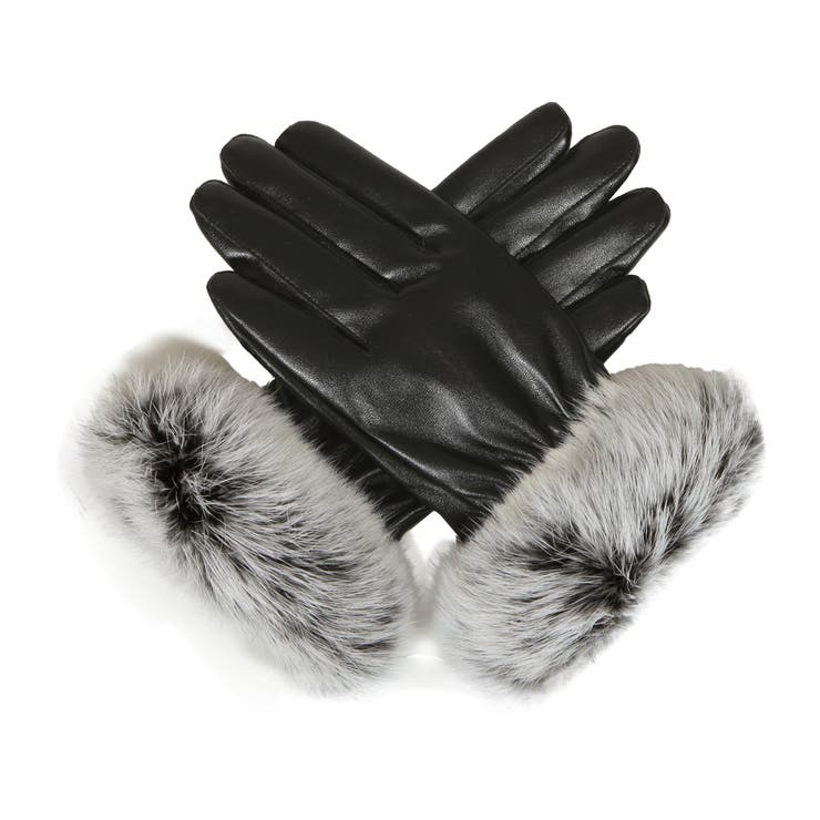 ファー付きフェイクレザー手袋 [21637 グローブ[品番：BA000005042