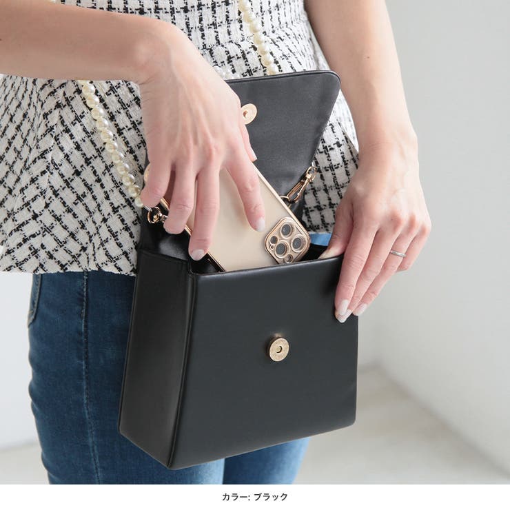 2wayビジュー付きバッグ [24103 無地[品番：BA000005694]｜JULIA