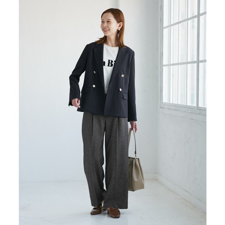レディハンサムシリーズ ウールライク金ボタンジャケット(半裏地
