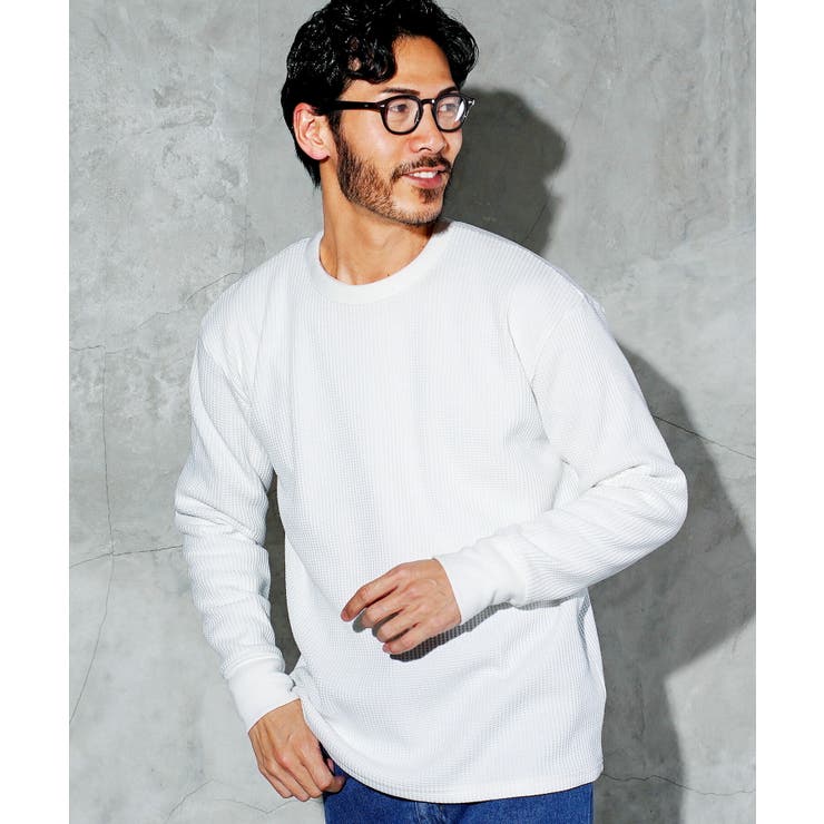 ロンT メンズ◇クルーネックワッフルサーマルロンT◇長袖Tシャツ