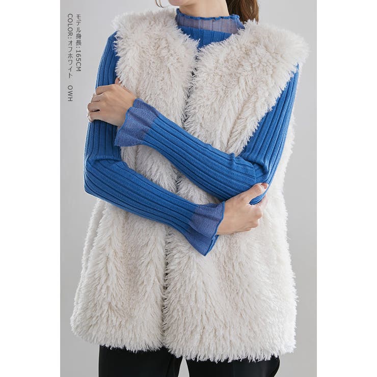 ファー ベスト フェイクファー[品番：KRIW0001629]｜karei（カレイ）の