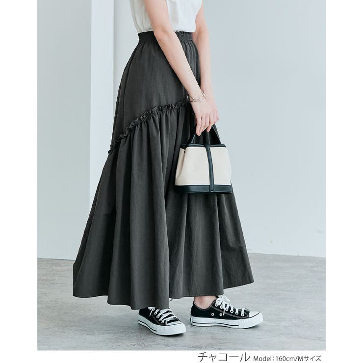 ギャザー切り替えフレアスカート ボトムス フレアスカート[品番