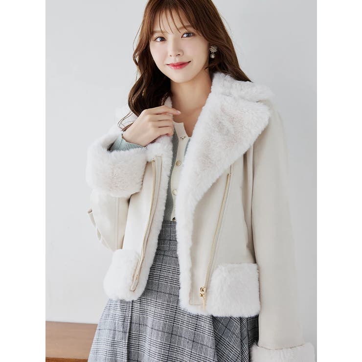 フェミニンにシフト】スエードファーライダースジャケット[品番