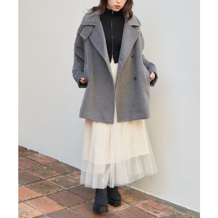 Chico】シャギースタンドミドル丈オーバーコート[品番：PALW0003560