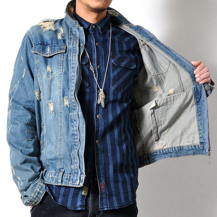 数量限定 デニムジャケット ダメージ加工[品番：RSCM0000965