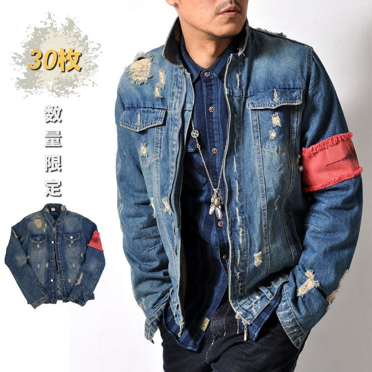 数量限定 デニムジャケット ダメージ加工[品番：RSCM0000965