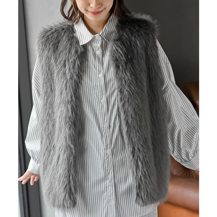 ロングフェイクファーベスト[品番：RPSW0003037]｜rps（アールピーエス