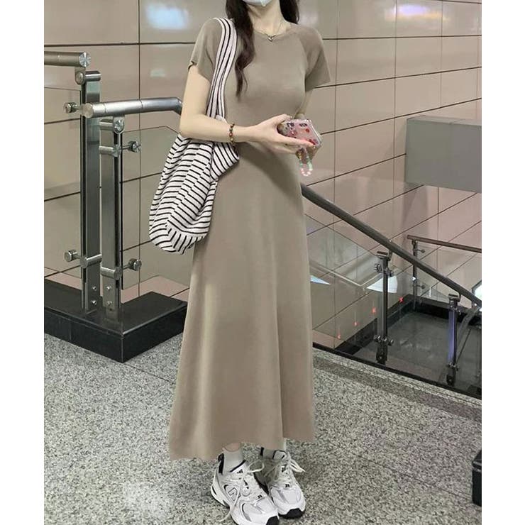 半袖ニットワンピース ロング丈 レディース[品番：KH000014592]｜VIVID