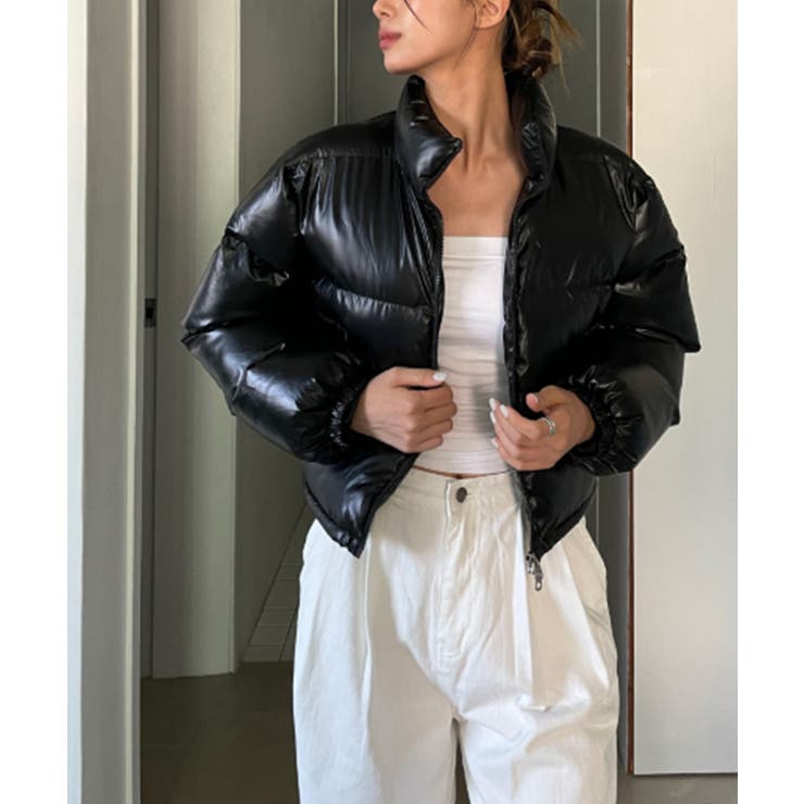 グロッシー ハイネック ショートダウンジャケット[品番：KH000015821