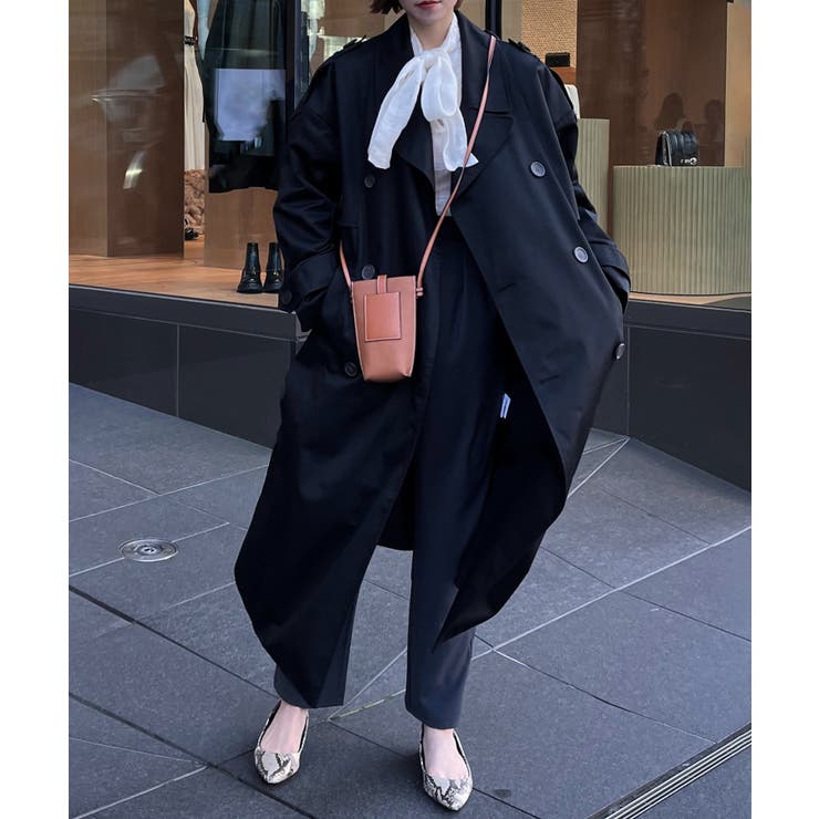 ダークグレー ダブルブレスト トレンチコート エス es 黒 1