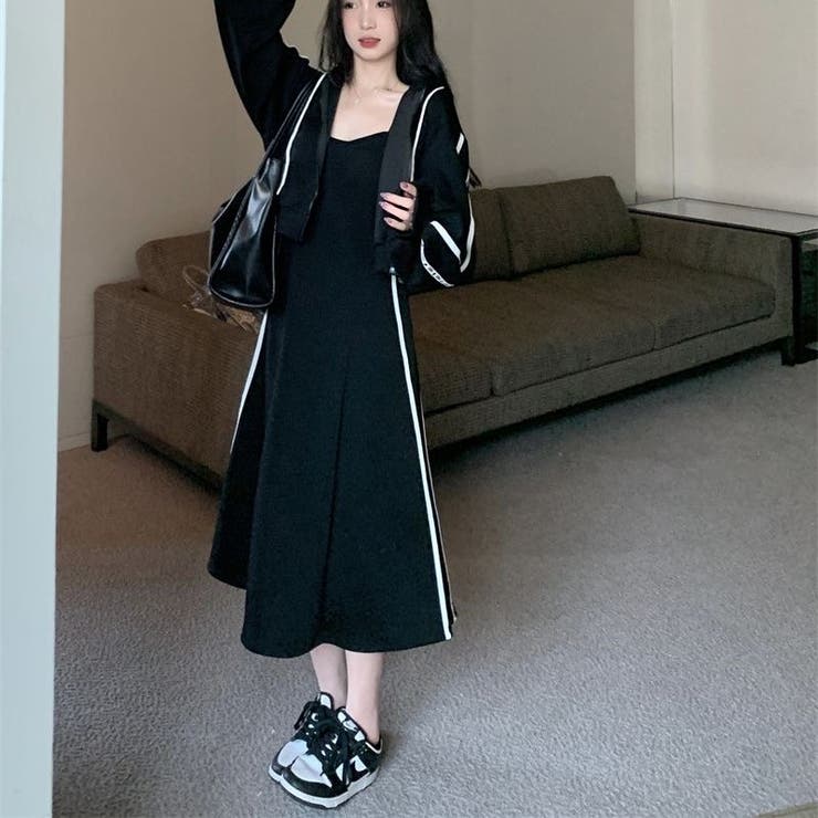 春新作】カーディガン+ワンピース セットアップ2点セット 春夏[品番