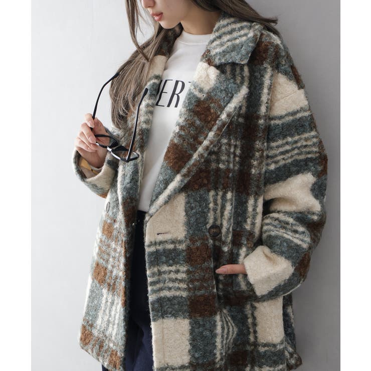 リングボアチェックビッグジャケット[品番：SPRW0010833]｜SpRay