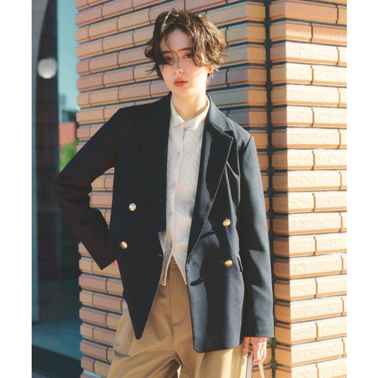 通勤・セレモニー】CAVIAN 金ボタンダブルブレストジャケット[品番