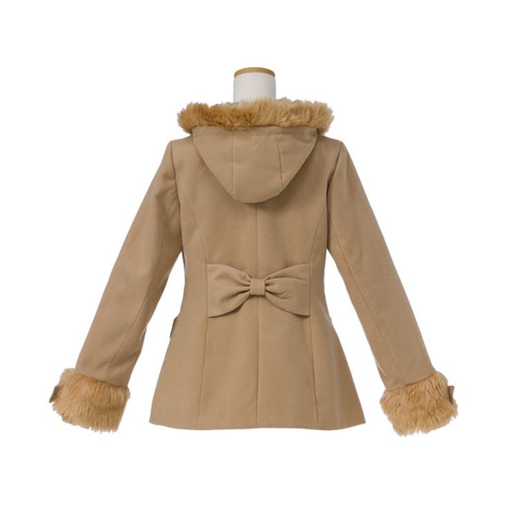 袖口ファー&リボンポケットフード付きショートコート MaR FN[品番