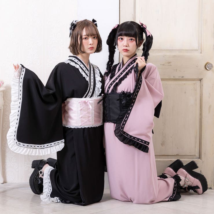 ハートレースフリルセバレート浴衣 量産型 地雷系 夢展望[品番