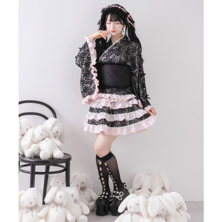 総レースリボン浴衣ドレス 量産型 地雷系 夢展望[品番：YU000047506