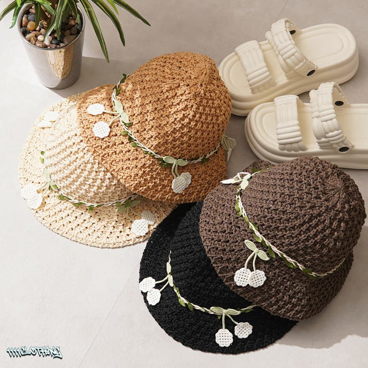 フラワー ストローハット 麦わら帽子[品番：OCGW0004272]｜ONE 4