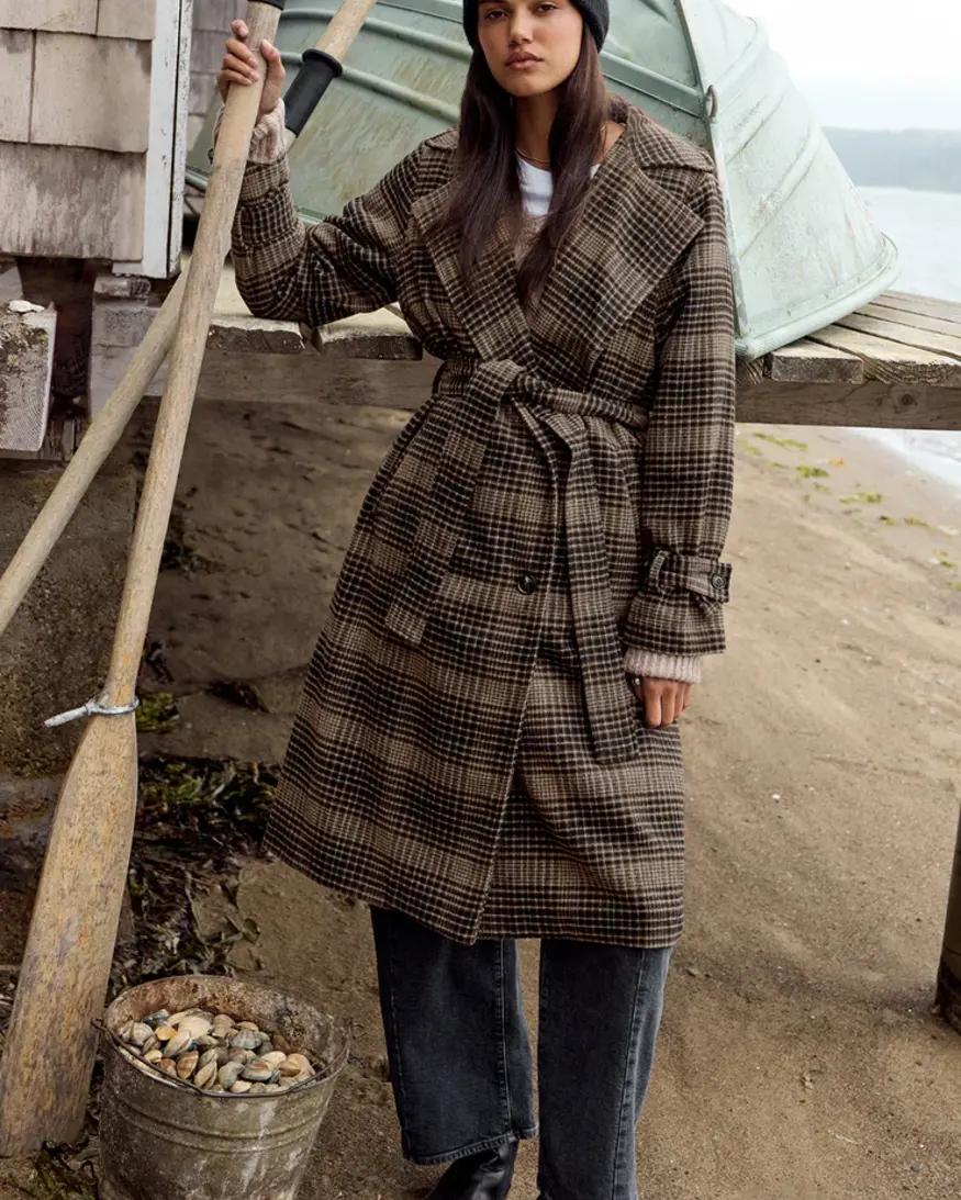 Jackie Plaid Trench - White Bull Clothing Co