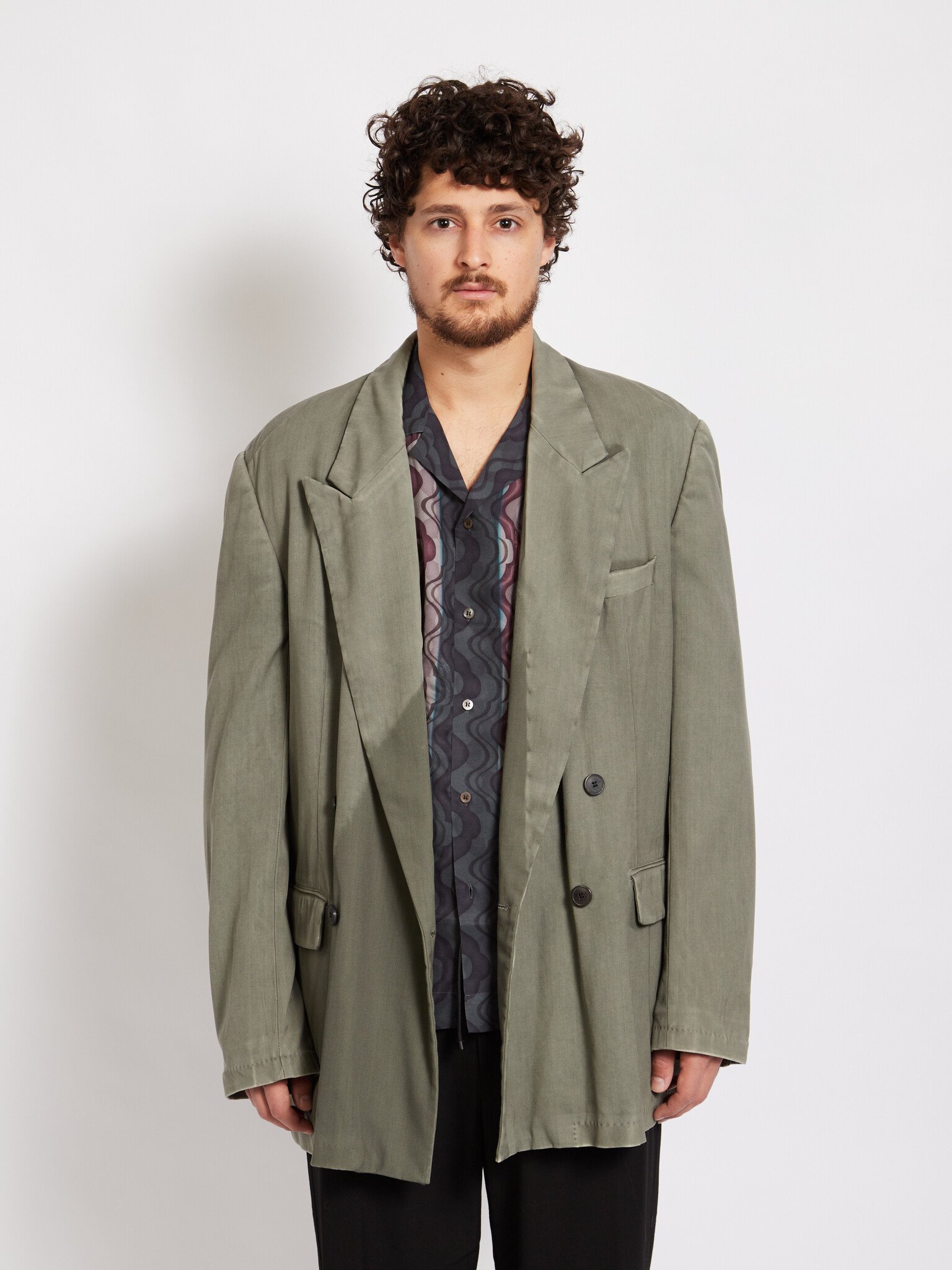 Dries Van Noten: Grey Bishop Gd Blazer | Men's Designer Clothes