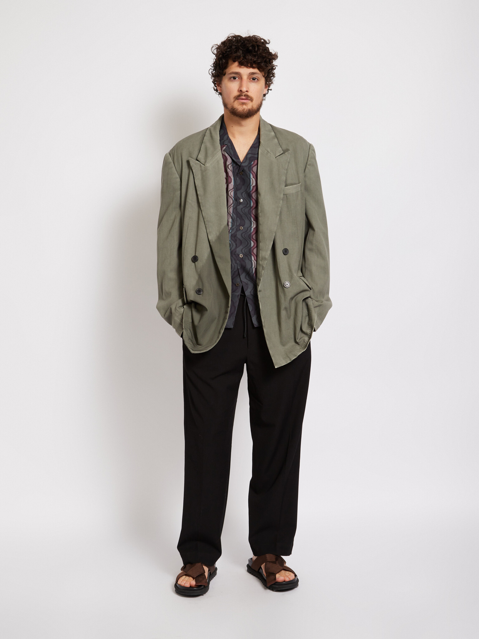 Dries Van Noten: Grey Bishop Gd Blazer | Men's Designer Clothes