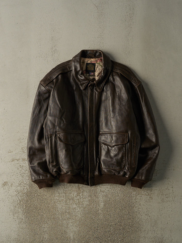 Vintage 80s Chocolate Brown Charles Dior Leather Jacket (S/M