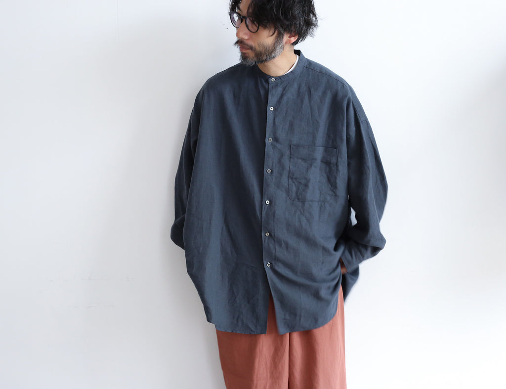 Graphpaper Linen L/S Oversized Band Collar Shirt – Chum!