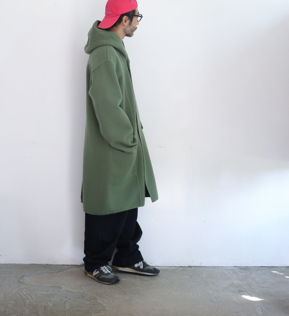 AURALEE VELOUR BRUSHED WOOL MELTON HAND SEWN HOODED COAT – Chum!